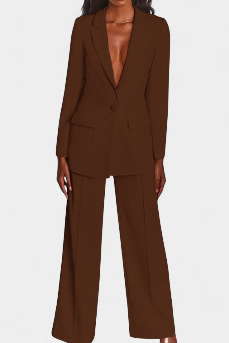 Marnie Conjunto de Blazer a Medida y Pantalones de Pierna Ancha