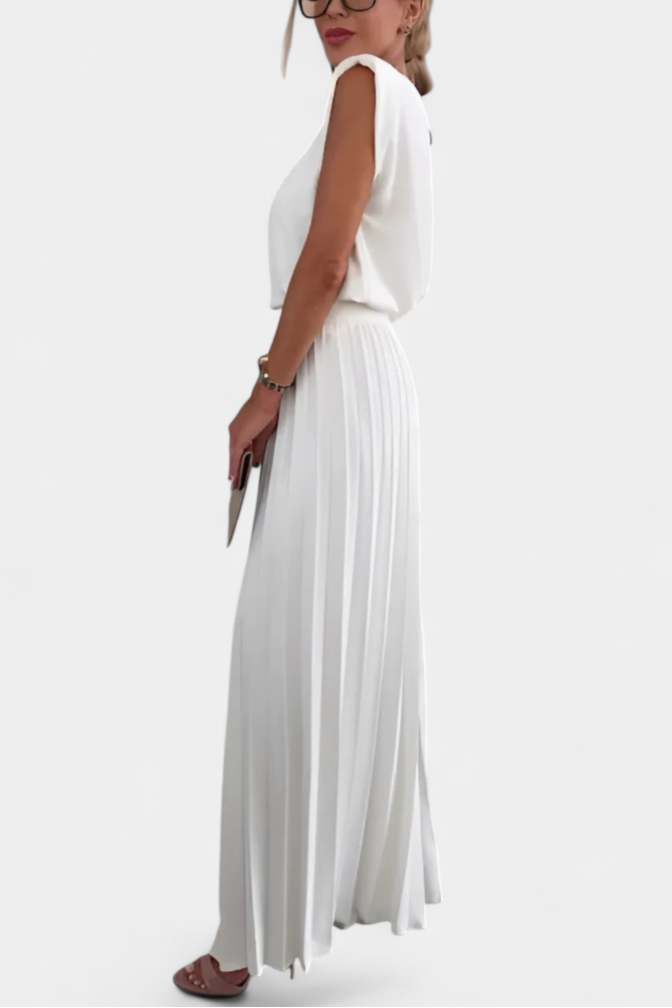 Liora Conjunto de Dos Piezas con Pantalón Plisado de Pierna Ancha