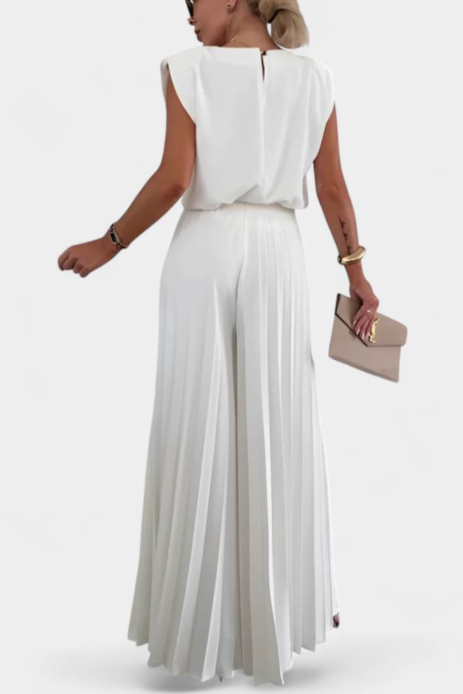 Liora Conjunto de Dos Piezas con Pantalón Plisado de Pierna Ancha