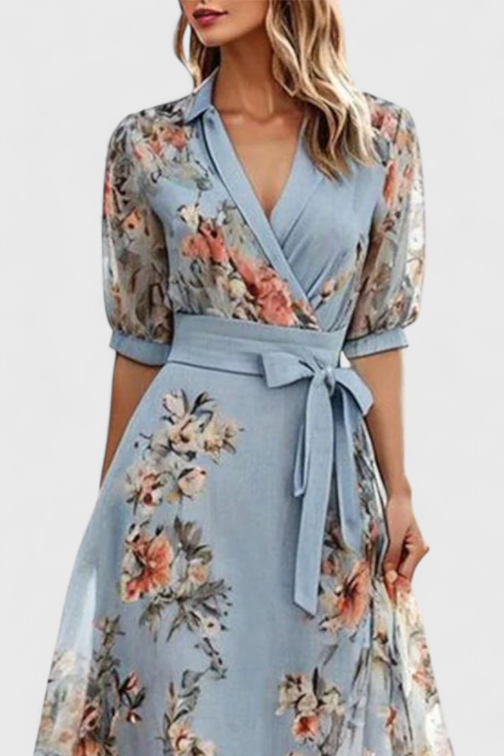 Arlet Vestido Midi Floral con Escote en V