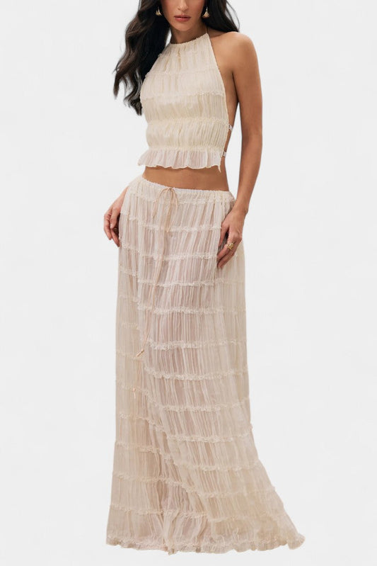 Eugenie Conjunto a Juego con Top Plisado y Falda