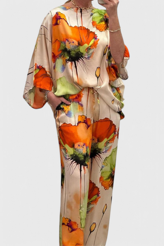 Karoline Conjunto Floral de Dos Piezas con Ajuste Relajado