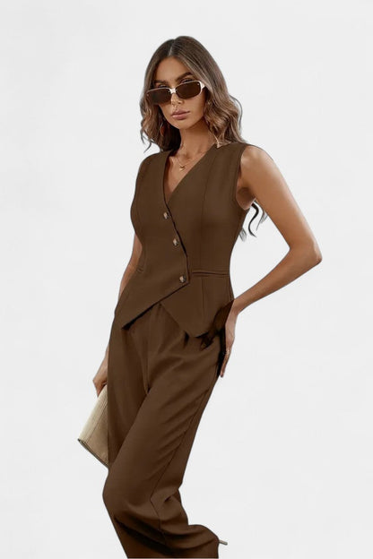 Heskia Conjunto de Chaleco Sin Mangas y Pantalones de Pierna Ancha
