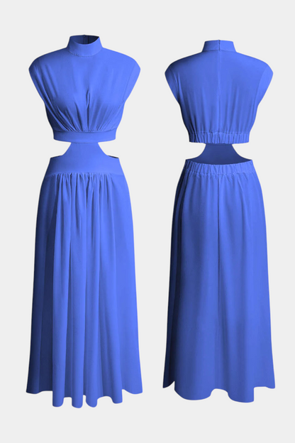 Jocelyn Conjunto Largo Minimalista con Escote Alto y Abertura Lateral