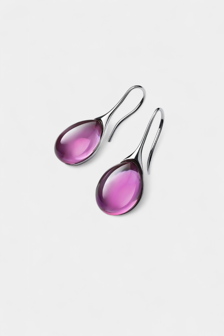 Pendientes de Gota de Cristal en Oro y Plata