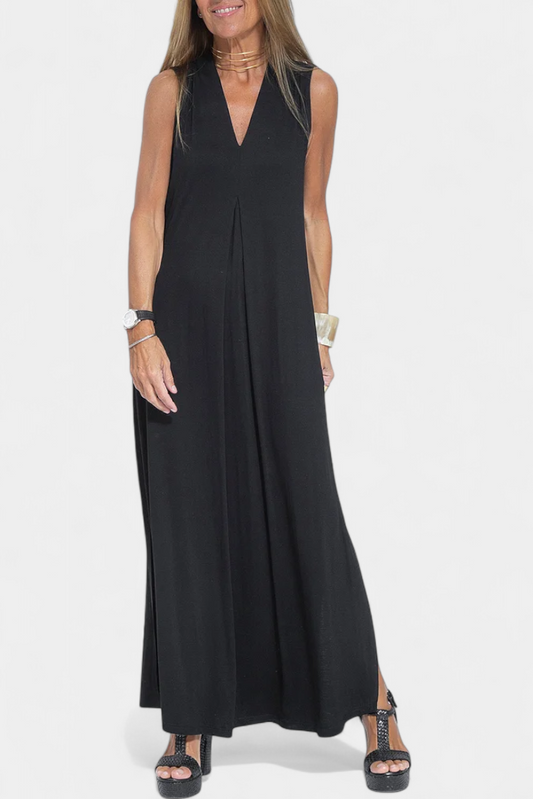 Felisa Vestido Maxi Elegante Sin Mangas en Color Liso